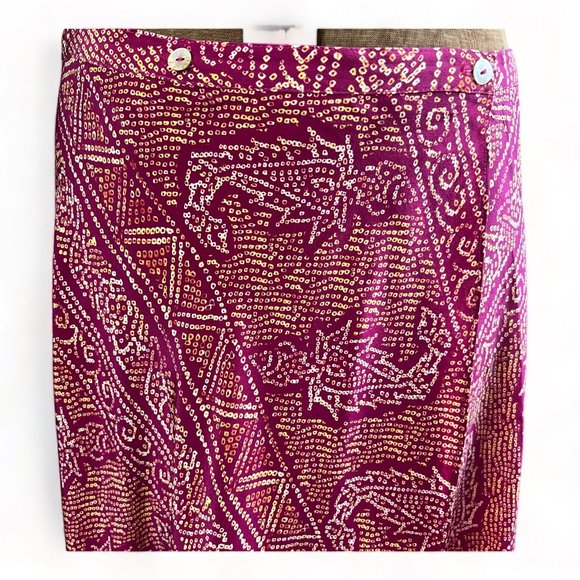 VIX Paula Hermanny Rasberry Batik Silk Wrap Maxi Skirt or Coverup, M - Picture 4 of 10